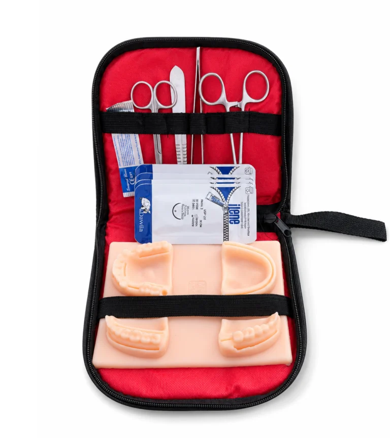 Dental Suture Kit with dental arch model, instruments and case