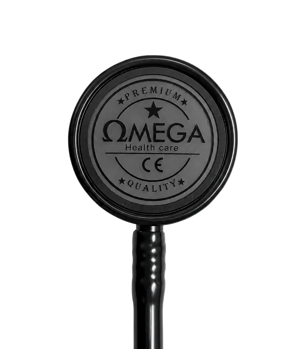 Omega Glory III Stethoscope front view Omega Glory 3 stethoscope dual-head acoustic chest piece and tubing