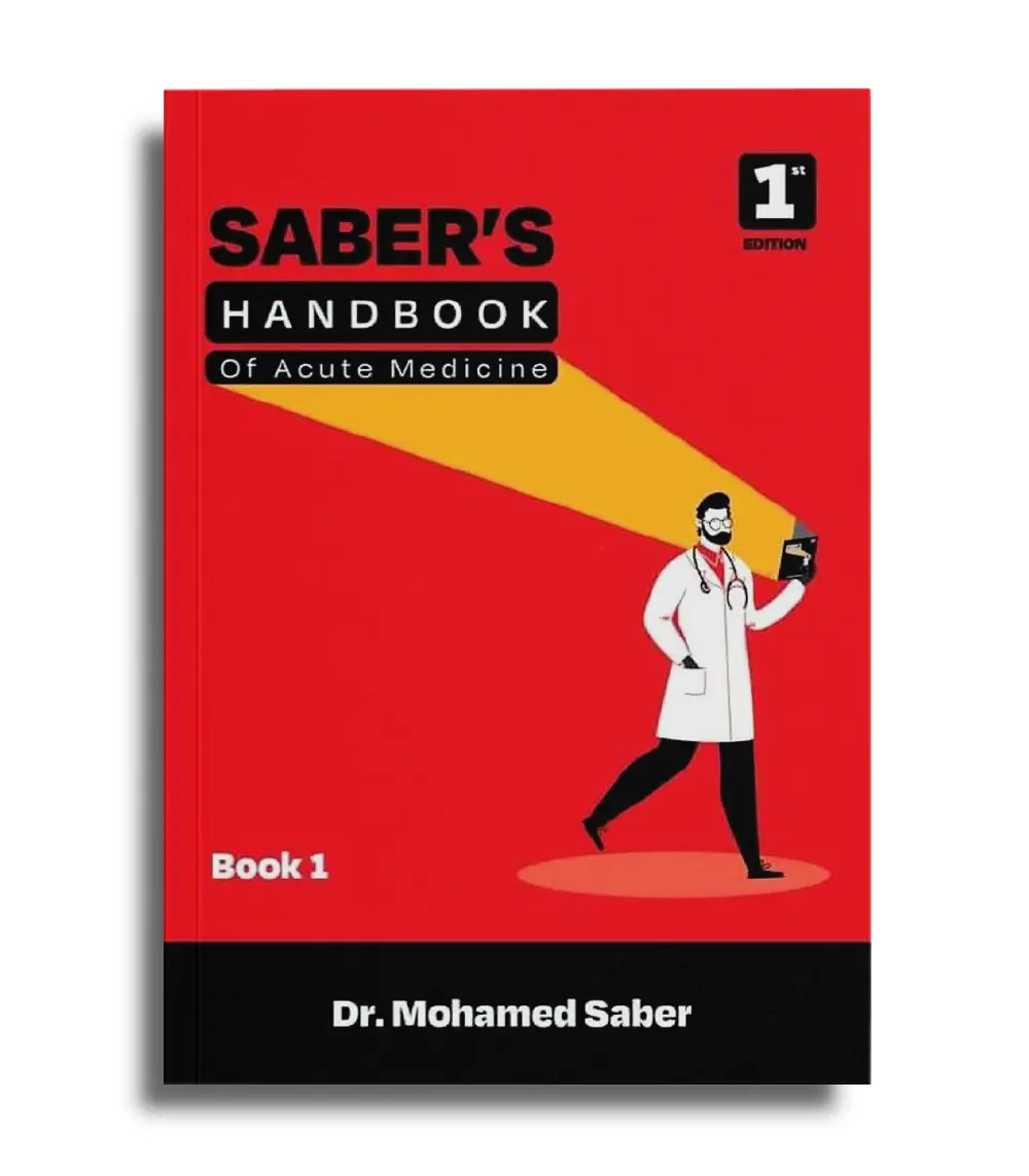 Acute Medicine Handbook cover Saber Handbook of Acute Medicine book cover by Dr Mohamed Saber