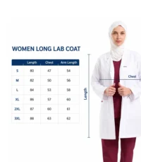 Travera Female Long Lab Coat back view