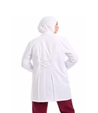 Travera Female Long Lab Coat side and sleeve view