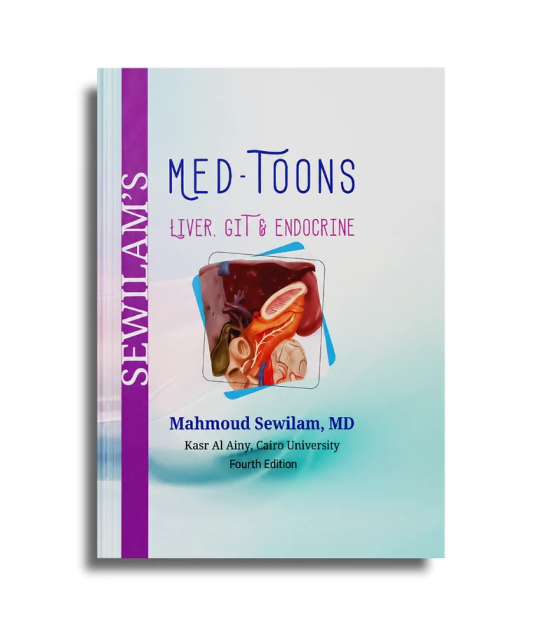 Med Toons Liver GIT Endocrine illustrated book cover by Mahmoud Sewilam